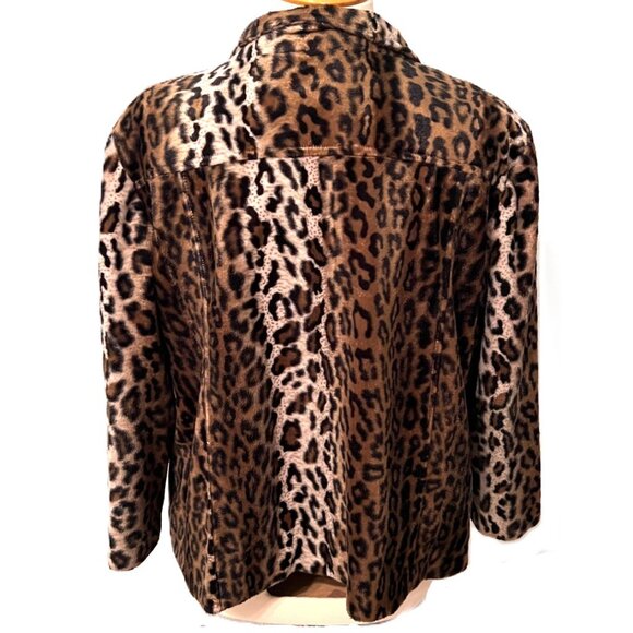 Chicos Women's Faux Fur Swing Coat Jacket Leopard Animal Print Size 3 (US 16) - Picture 6 of 11